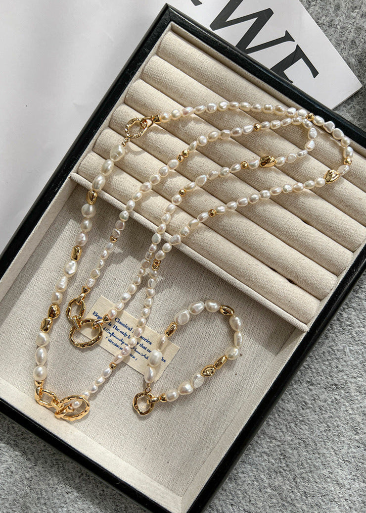 Retro pearl long necklace